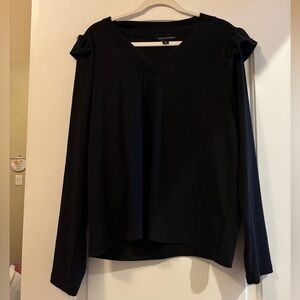 Zac & Rachel Black Long Sleeve V-Neck Top